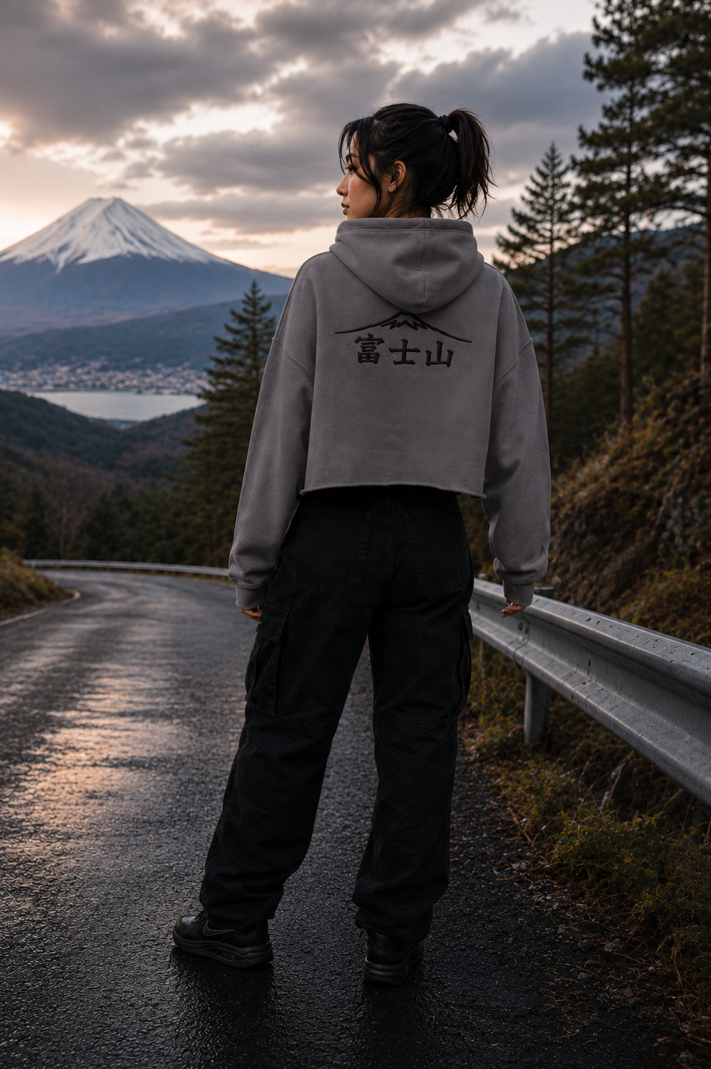 Hoodie crop MONT FUJI