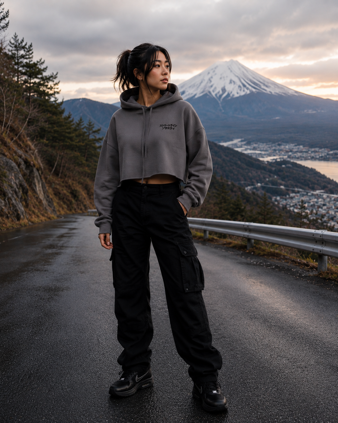 Hoodie crop MONT FUJI
