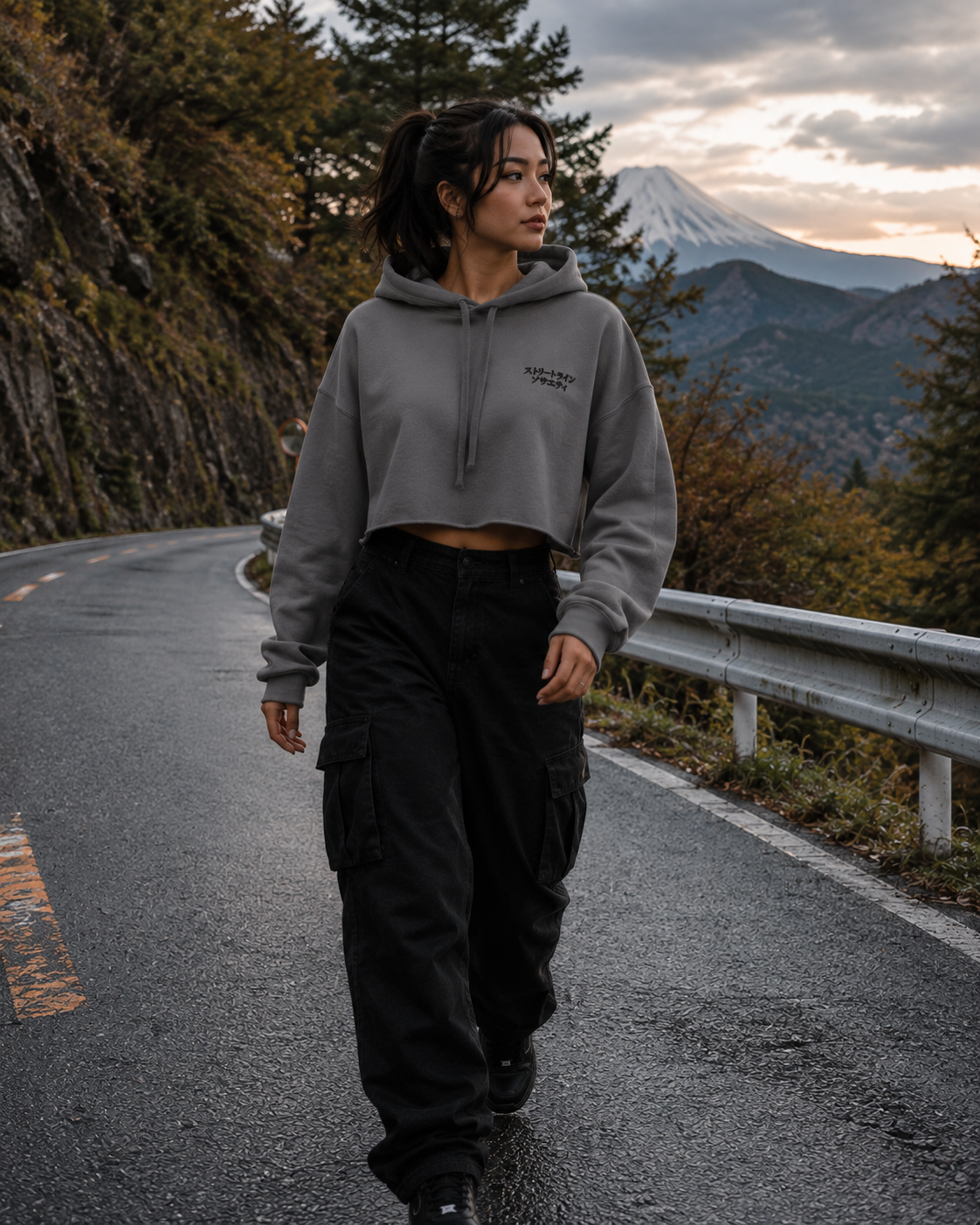 Hoodie crop MONT FUJI